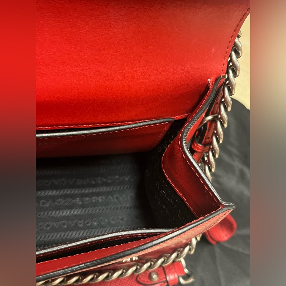 RARE✨Prada Red Monochrome Embellished small shoulder bag✨ - Picture 10 of 15